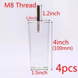 4Pcs Clear Acrylic Sofa Legs DIY Round Replacement Furniture Legs for Cabinet Dressser Couch Ottoman Footstool TV Stand
