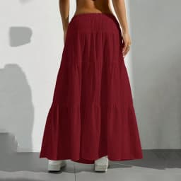 Summer Women White Long Skirt Solid Basic Lace Up Bow Low-Waisted Big Swing Skirts Female Street Casual Loose Spliced Maxi Dress