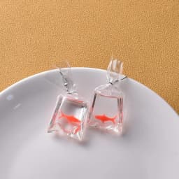Unique Asymmetrical Goldfish Earring Cute Resin Koi Earrings Creative Bubble And Koi Goldfish Design Earrings Custom Jewelry