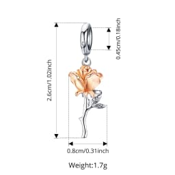 WOSTU Copper Heart Charm Rose Four-leaf Pendant Plated White Gold Fit 0.45cm Bracelet Original For Women  Fashion Jewelry Gift