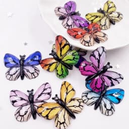 Resin Shiny Colorful Crystal Butterflies Flatback Rhinestone 1 Hole Appliques Ornaments 10pcs Home Figurines decor Crafts