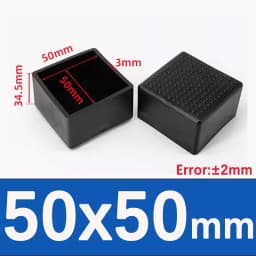 Black Square Silicone Chair Leg Caps PVC Soft Rubber Pipe Sleeve Tube Cap Non-slip Table Foot Dust Cover 10x10mm-45x75mm