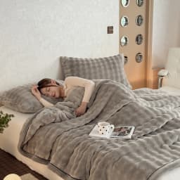Bubble Imitation Rabbit Fur Autumn Winter Blanket Warm Single Double Bed Blankets Soft Plush Warmth Sofa Blanket for Watch TV