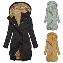 Winter Hooded Cotton Jacket Thick Warm Windbreaker Slim Jackets Long Insulated Velvet Coat For Women Solid Thick Parker Overcoat