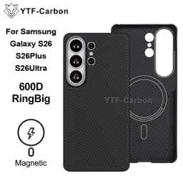 YTF-carbon Luxury Real Kevlar Case for Samsung Galaxy S26 Ultra/S26Plus/S26, Aramid Fiber Magnetic MagSafe Cover