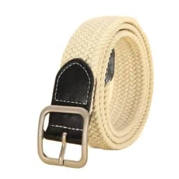 No drilling required Men Elastic Belt Canvas Belt Metal Pin Buckle Durable Stretch Belt