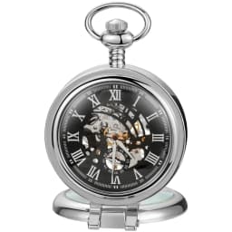 Cool Industrial Style Silver Mechanical Hand Wind Pocket Watch Roman Numeral Skeleton Vintage Pendant Clock Woman Man Watch