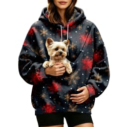 Women Fall And Winter Hoodie With Pet Pouch Oversized Pocket Colorful Print Sweatshirt For Dogs And Hoodies for Women Casual