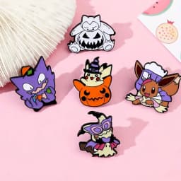 5 Pcs Anime Creativity Brooch Cute Eevee Pikachu Gengar Enamel Pin Metal Badge Jewelry Clothing Backpack Accessories Gift