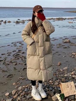 Trendy Women's Winter Jacket Durable Cotton down Coat Mid-Length Bread Style College Fashion Outerwear Korean Straight Cut
