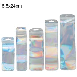 30pcs Long Laser Plastic Self Sealing Storage Bag Necklace Display Colorful Ziplock Pouch Zip Zipper Lock Bags Jewelry Packaging