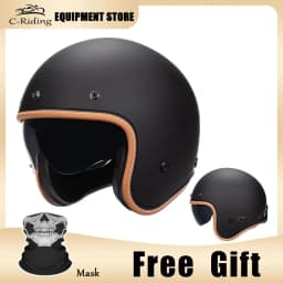 Jet Helmet DOT Open Face Helmet for Men Women Retro 3/4 Motorcycle Helmets Vintage Cafe Racer Half Face Helmet Capacete De Moto