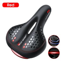 WEST BIKING Bicycle Saddle with Taillight Breathable Shock Absorption Waterproof PU Leather Bike Seat Cushion for MTB Road Bike