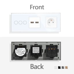 TAWOIA French Polish Power Socket Touch Switch Glass Panel USB Double Outlet Triple Wall Sockets Button Switch Fits E-type Plugs