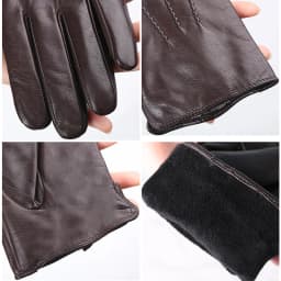 Comfortable Keep Warm Gloves Male Winter, Water Ripple Design Sheepskin Men's Gloves, Black Men's Leather Gloves-8001Y