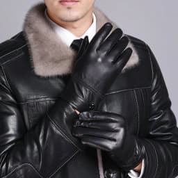 Winter Gloves for Men Sheepskin Leather Touch Screen Men's Gloves High Quality Warm Full Finger Men Mittens Driving Riding