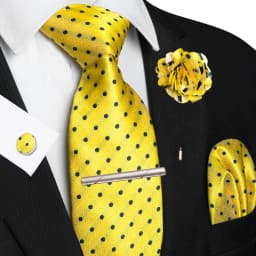 Brown Yellow Plaid Ties For Men Luxury 8cm Silk Tie Pin Pocket Square Cufflinks Tie Clip Set Business Party Wedding Accessories