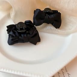 1/2 Pcs Black Fabric Bowknot Hair Claw Clips Women Cute Small Double-sided Acrylic Bangs Shark Clip Hairpins Accessories Sets
