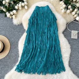 New In 2026 Spring Summer Tassel Midi Long Skirt For Women Trendy High Waist Streetwear Casual Skirts