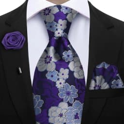 Peacock Blue Floral Print 2-Piece Tie & Pocket Square Set for Men Wedding Business Casual Stylish Accessories