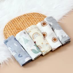 5Pcs/set 60*60cm Super Soft Bamboo Cotton Muslin Blankets Infant Boy/Girl Multi-Use Feeding Burp Cloth Towel Baby Burp Cloth Set