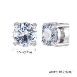 Punk Round Zircon Magnetic Ear Studs Clips Non Piercing Stainless Steel Small Earrings for Women Men Fashion Jewelry 