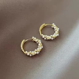 2Pcs/Set Sparkly Earrings Ear Stud Piercing Jewelry Korean Women'S Temperament Circle Pearl Earrings Party Jewelry Accessories