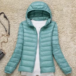 Women's Ultralight Thin down Jacket Quilted Coat Hooded Lightweight Silk Fiber Fill Fall Fashion Ladies' Premium Clothing