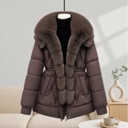 Parkas Women Down Cotton Jacket 2026 Winter Coat Large Fur Collar Warm Mid Long Cotton Padded Jacket Female Outerwear Overcoat