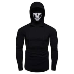 HKSH Spring Summer Elastic Hooded T-shirts Men's Tide Dark Ninja Sweatshirt Skull Mask Streetwear Fashion Print Chic Tops HK1826