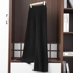 2024 Wide-Leg Pants Women's Mid-Stitching Modified Leg Shape Loose Slimming Knitted High Waist Pants Solid Color Trousers Women