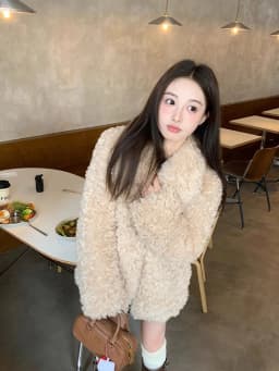 Lamb Fur Jacket Women's Mid-Length Winter Turn-down Collar Loose Thickened Desert Style Faux Fur Sheepskin Coat