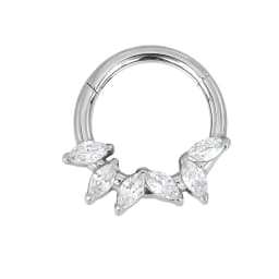 ASTM F136 Titanium EAR PIERC Nose Ring Teeth Tip CZ Ring Hoop Nose Rings Hinged Clicker Earring Ring factory Body Piercing