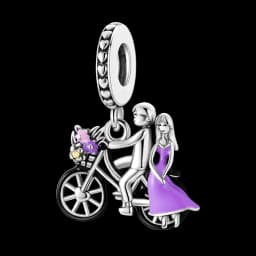 Silver Plated Purple Charms Flower Butterfly Dangle Charm Beads Fit Original Bracelet Diy Pendants