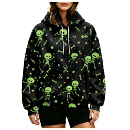 Women Fall And Winter Hoodie With Pet Pouch Oversized Pocket Colorful Halloween Print Sweatshirt Women Sweater Zipper Pockets