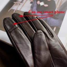 Ladies' Winter Warm Touchscreen Korean Medium-length Leather Gloves with Velvet Lining Women 45 cm Long Single-breasted Luvas