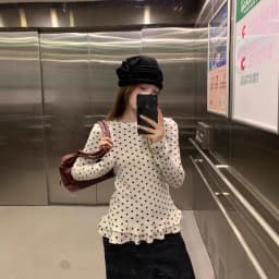 Sweet style white polka dot long sleeve spring and autumn ruffle bottoming shirt for girls