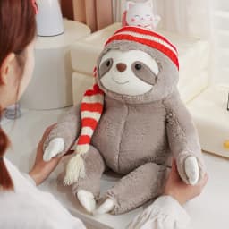 4 Sizes Adorable Christmas Sloth Wearing Santa Hat Plush Toys Soft Cartoon Huggable Sloth Doll Kawaii Decor For Home/Party
