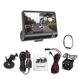 Three Lenses Car Driving Tachograph Front Rear Inside Wide Angle 24H Parking Recorder Loop Recording Night Vision