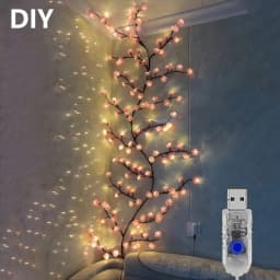 LED String Light with Cherry Blossom Bedroom Wedding Holiday Decoration Artificial Flower Vines Fairy String Lights USB 8 Modes