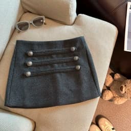 Matakawa Woolen Skirts for Women Solid Buttons A-line Elegant Mini Skirt Versatile Korean Fashion Retro Ropa De Mujer