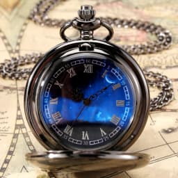 Antique Stylish Simple Vintage Smooth Double Cover Quartz Pocket Watch with 80cm Necklace Chain Unisex Pendant Clock Timepiece