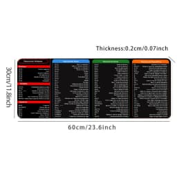 French Excel Shortcuts Pattern Large Mouse Pad Office Desk Mat Computer Keyboard Pad Starters Gift for Office Workers Students