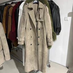 YOLOAgain Double Breasted Suede Jacket Coat Women Real Leather Trench Coat