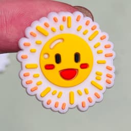 Good Quality 1pcs Kawaii Sun Expression PVC Shoe Charms Sandals Shoes Accessories Shoes Ornament Fit Kids DIY Party Xmas Gift