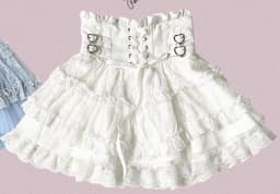Japanese Mine Style Lace Splicing Short Skirts High Waist Lace-up A-line Heart Leather Buckle Sweet Versatile Mini Skirt Women