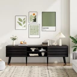 Farini Mid Century Modern TV Stand for TVs Up to 70", Wood Media Console with Storage & Cable Management for Living Room