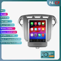 Hizpo 9.7 inch Android 14 For Ford Mondeo Mk4 Galaxy A/C 2007-2010 Car Radio Multimedia Video Player GPS 4G Wireless Carplay DSP