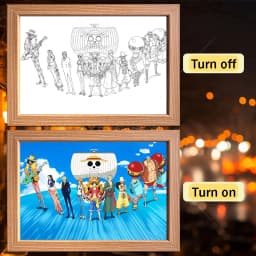 Anime Character One Piece Luffy Zorro Animated Frame LED Light Study Bedroom Christmas Birthday Gift