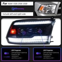 Auto Parts For Dodge RAM Headlights 2009-2018 1500 2500 3500 latest Styling LED DRL Three Projector Car Accesorios Modified